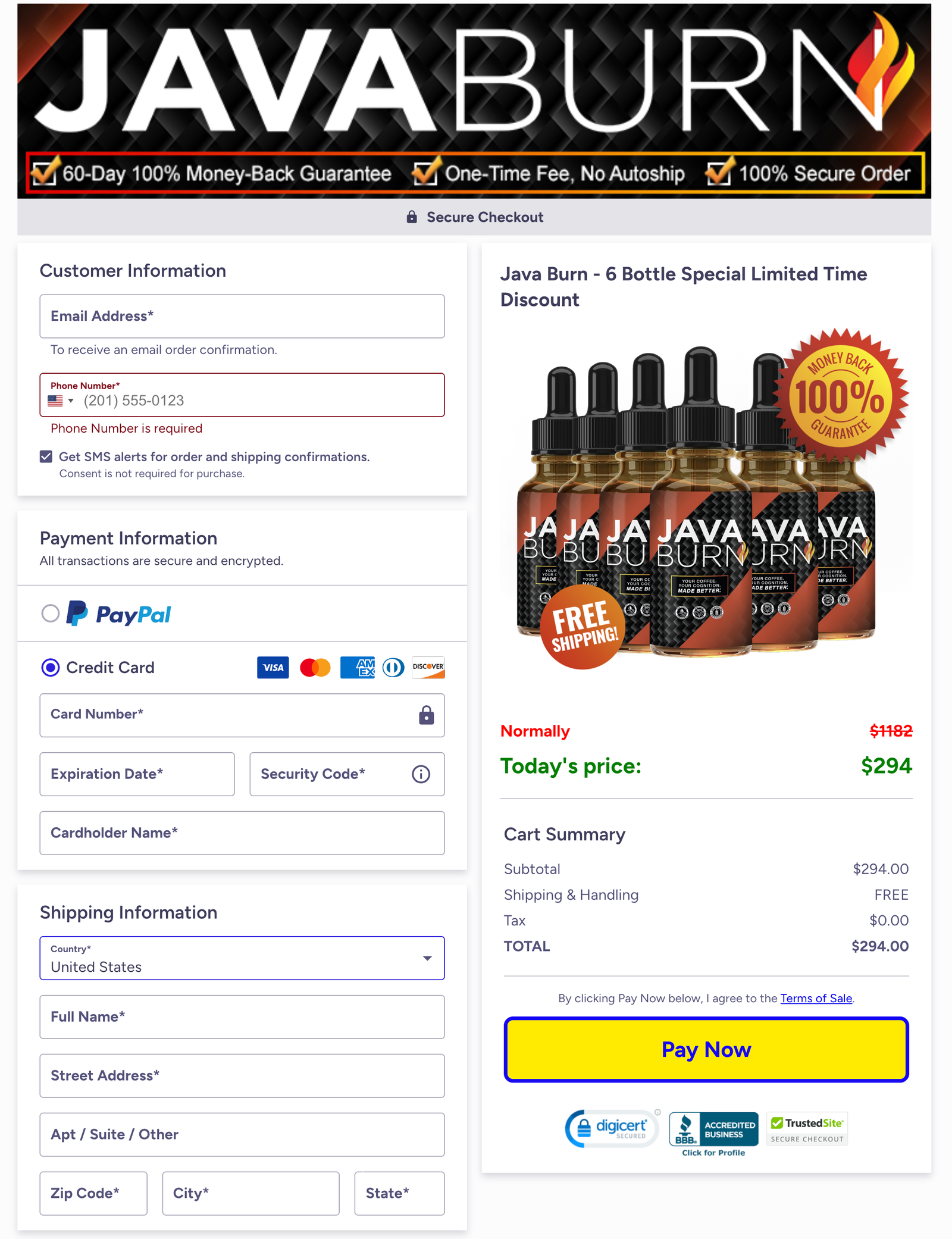 Java Burn Official Website Secure Order Page